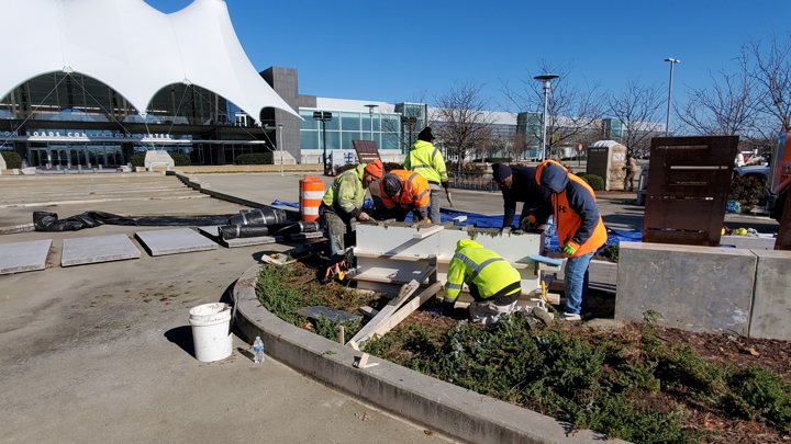 Progress: setting the concrete work