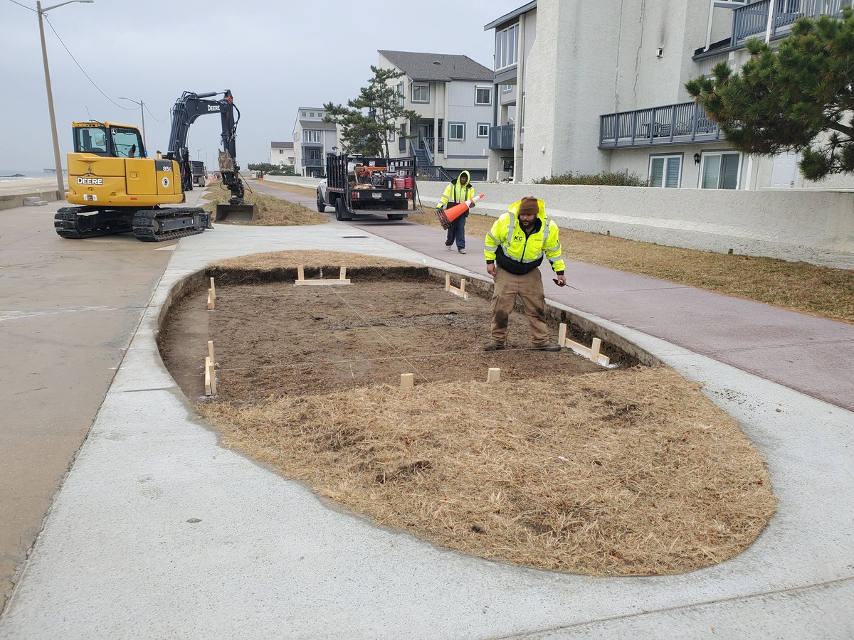Layout and subgrading for new swing bench foundations